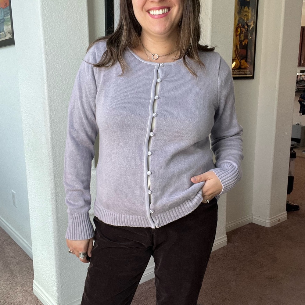 Women's Lavender Cardigan Sweater